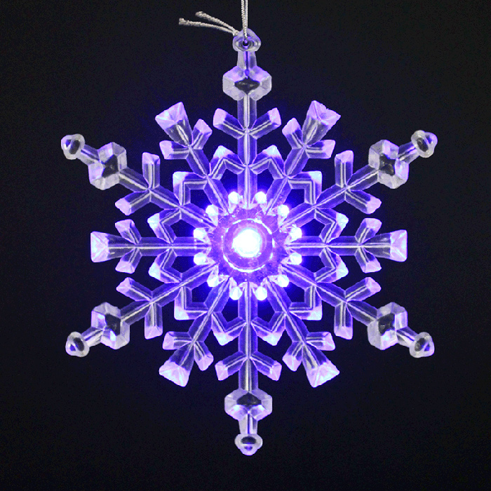 诺琪透明亚克力闪光LED圣诞雪花挂饰 14.5cm圣诞节装饰品 橱窗店铺装饰挂件 节庆饰品