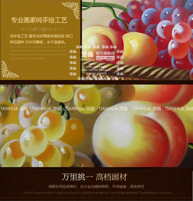 
                                        添画 现代简欧式手绘油画装饰画客厅餐厅壁画酒店玄关挂画静物水果画 B款 52*62CM                