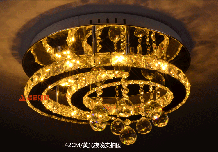 依特莱 led水晶灯客厅灯圆形吸顶灯现代简约餐厅卧室灯饰灯具 明月