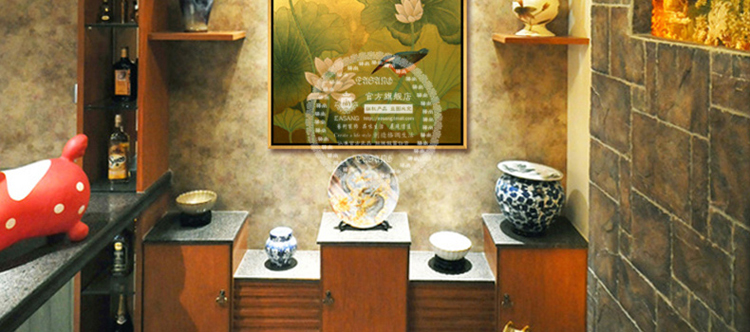 
                                        驿尚东南亚泰式油画手绘装饰画金箔画客厅玄关壁炉抽象画壁画挂画荷花荷叶画走廊喷绘画 黄色 90*90                