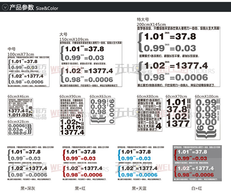 
                                        五十夜励志墙贴纸宿舍房间办公室装饰公司企业文化墙贴画自粘团队激励标语班级教室墙面上布置创意数字公式 黑+红 定制中号                