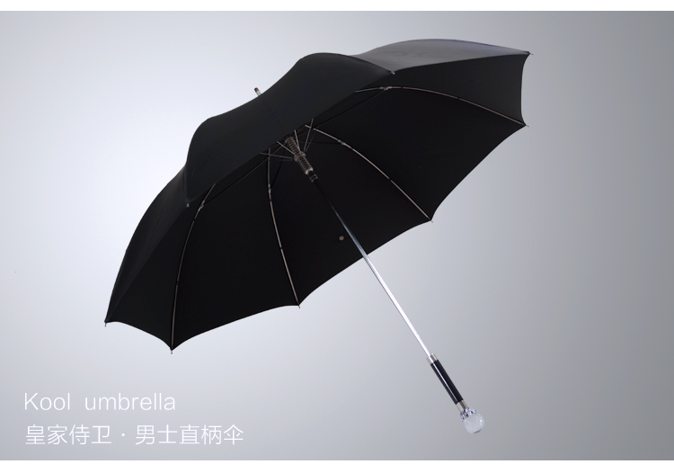 
                                        衡利高尔夫雨伞 手动直杆水晶防风男士商务伞 防紫外线绅士伞黑色雨伞 KOOL 雨伞                
