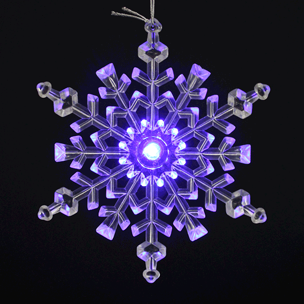 诺琪透明亚克力闪光LED圣诞雪花挂饰 14.5cm圣诞节装饰品 橱窗店铺装饰挂件 节庆饰品