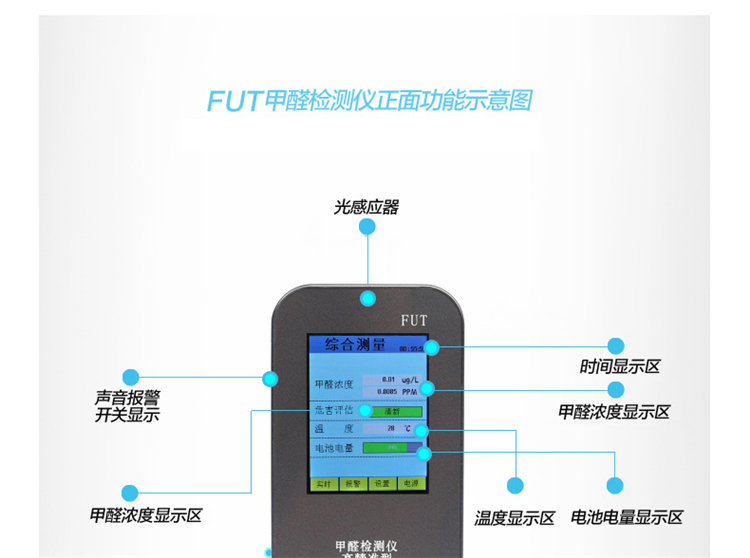 FUT 高清彩屏家用室内测甲醛检测仪器空气质量测试仪多功能自测
