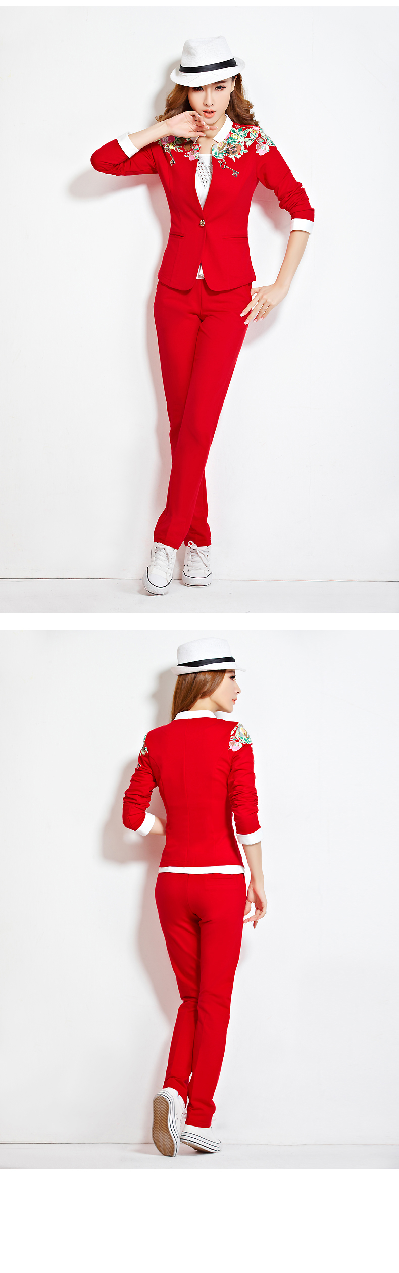 莱沫2015秋冬新款女装小西服三件套修身运动时尚休闲卫衣套装 LM869 深蓝色 L