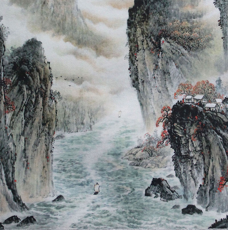 
                                        创意吧吧 原创名家水墨国画风景山水画 可收藏装饰 斗方 05 鸿运当头 三尺(50*50cm  外框尺寸)                