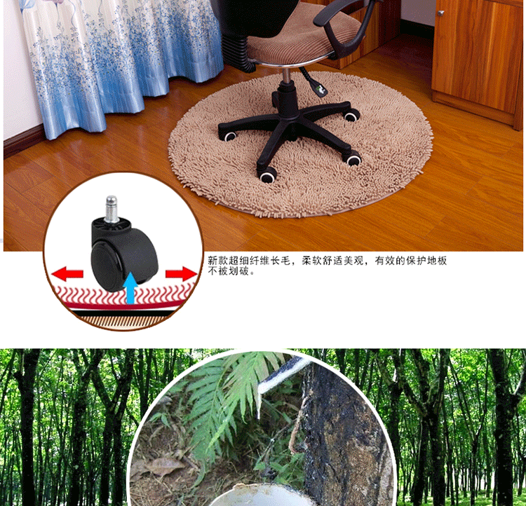 
                                        雪尼尔地垫 圆形地毯 电脑椅垫卧室床边床前毯 转椅垫 瑜伽垫 雪青色 直径80cm                