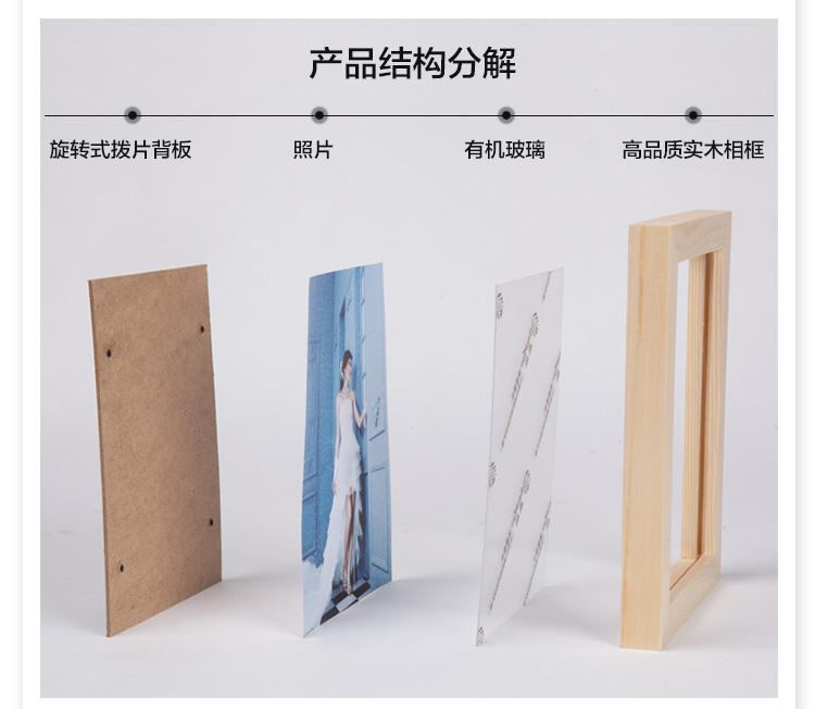 维佳 7寸10寸5寸实木挂墙相框架画框相册摆台 创意时尚相框墙组合照片墙 白色 7寸1个横竖可摆可挂