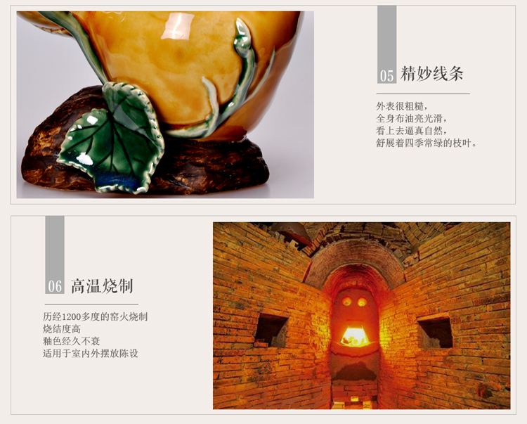 
                                                                                美陶 福禄葫芦创意陶瓷花瓶绿萝盆吉祥古典中国风店铺开业开运酒柜博古柜客厅家居电视柜茶几小摆件 22*16*21CM                