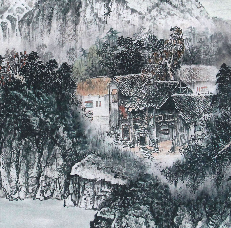 
                                        创意吧吧 原创名家水墨国画风景山水画 可收藏装饰 斗方 05 鸿运当头 三尺(50*50cm  外框尺寸)                
