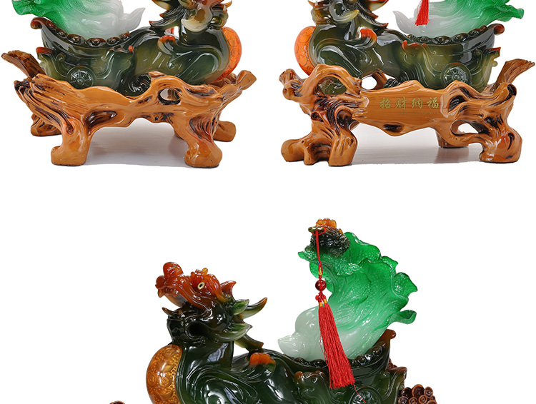 百福臻 金蟾白菜貔貅摆件 特大号开业礼品 乔迁家居装饰工艺品摆设 大号 貔貅摆件