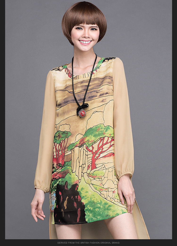 Golden Harvest autumn population with honey economy to increase the number of female Korean version of Add stamp thick sister loose video thin long-sleeved irregular chiffon dresses 2507 khaki 5XL( recommendations 180-200 catties) Picture, prices, brand platters! The elections are supplied in the national character of distribution, so action, buy now enjoy more preferential! As soon as possible.