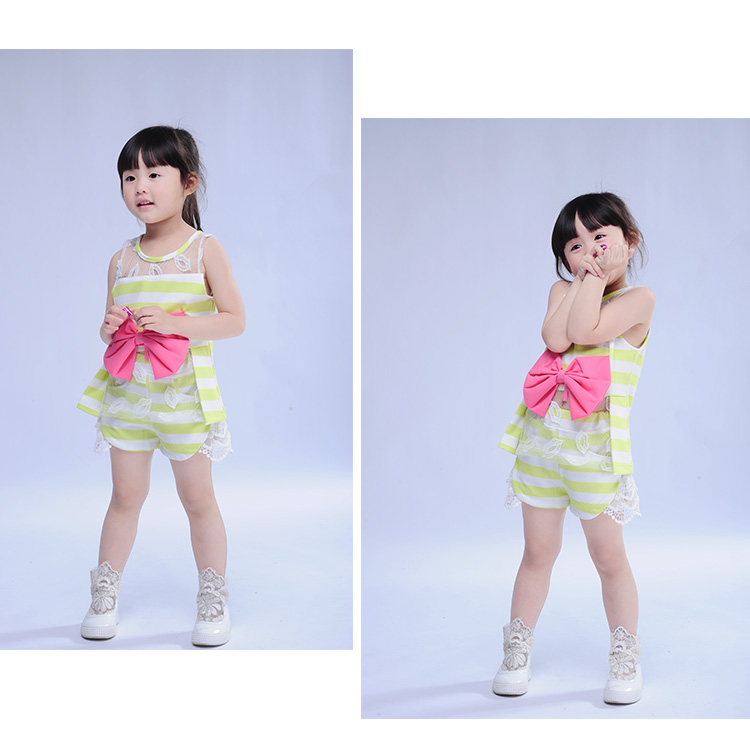 玩美从速<em>女童</em>宝宝夏季套装无袖<em>上衣加短裤</em>韩版