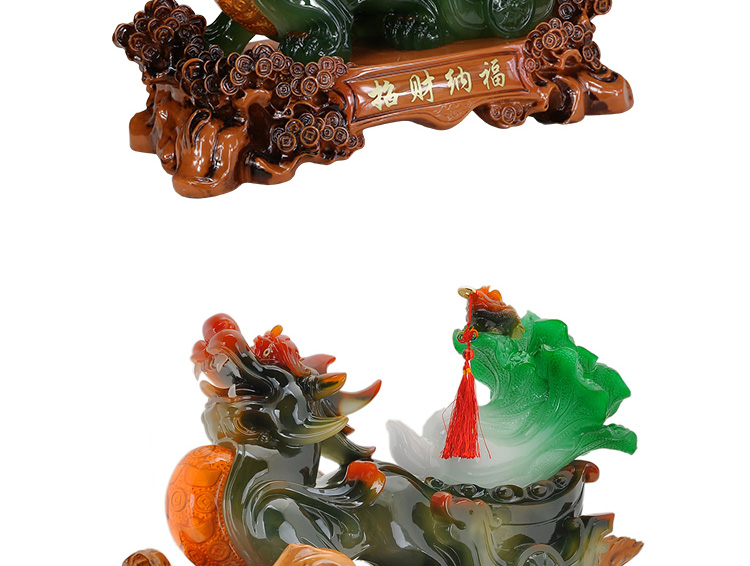 百福臻 金蟾白菜貔貅摆件 特大号开业礼品 乔迁家居装饰工艺品摆设 大号 貔貅摆件