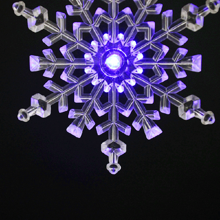 诺琪透明亚克力闪光LED圣诞雪花挂饰 14.5cm圣诞节装饰品 橱窗店铺装饰挂件 节庆饰品