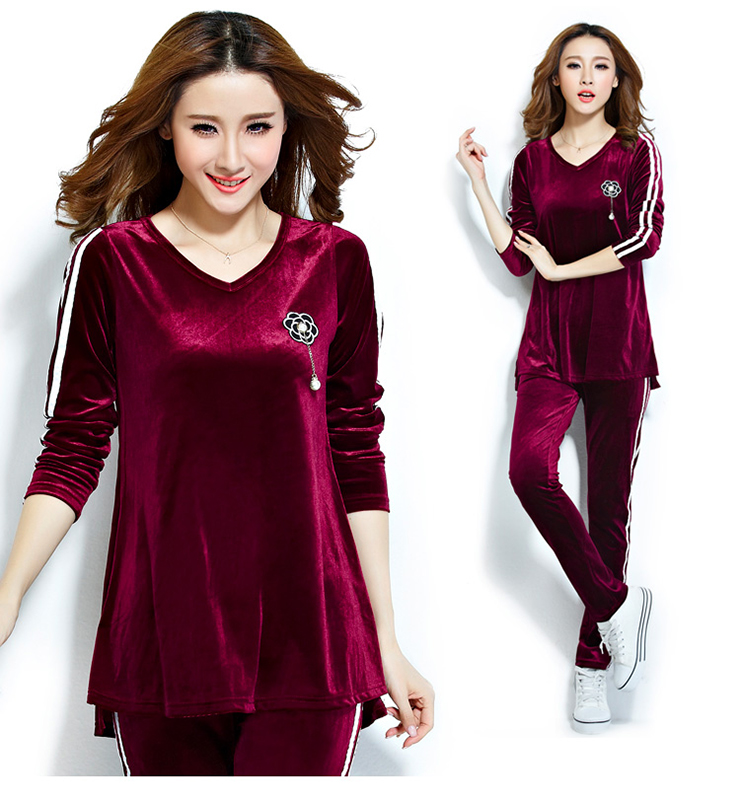 Ink marks the new Korean style of autumn and winter larger ladies casual sports suits streaks Sau San video thin velvet sweater pants and two piece agreed by the wine red 2XL( recommendations 140-155 catty) Picture, prices, brand platters! The elections are supplied in the national character of distribution, so action, buy now enjoy more preferential! As soon as possible.