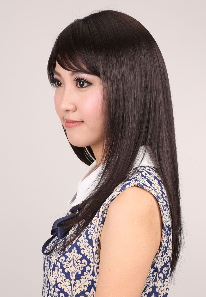 娇滴cutie娇滴滴假发女长发直发长假发直发修脸女士斜刘海逼真假发套