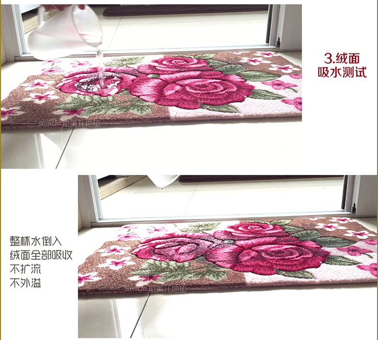 
                                        3D立体剪花植绒TPR吸水防滑垫子进门门口地垫玄关入户门垫撕不烂防滑底无异味可裁剪 紫荆花 40x60cm                