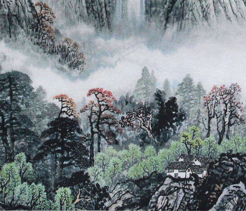 
                                        创意吧吧 原创名家水墨国画风景山水画 可收藏装饰 斗方 05 鸿运当头 三尺(50*50cm  外框尺寸)                