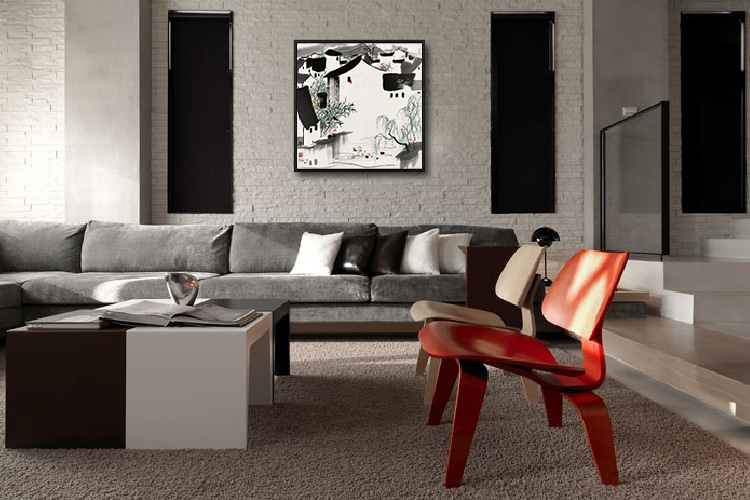 
                                        吴冠中 现代中式油画纯手绘 客厅卧室办公室书房装饰画现代简约墙画壁画 印象斑斓 G-款 60X60CM                