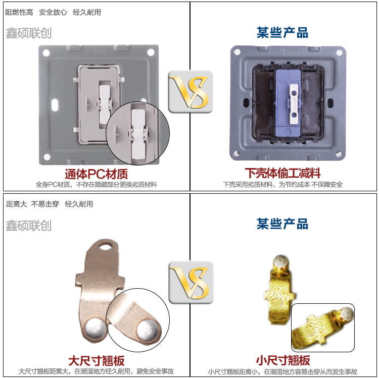 鑫硕联创开关插座一开双控S52系列单开双控面板雅白S102