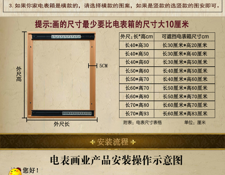 帝诺饰 欧式客厅装饰字画电表箱移动推拉装饰画墙壁电源开关挂画遮挡壁画有框仿真油画 HH0157 50*60(可挡40*50)