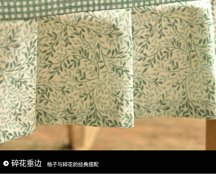 沃米兔 涤棉 美式乡村灰绿色布艺连体椅套  软包椅套 餐桌椅套 椅背套 椅子套 需定做尺寸 定做碎花+格子边款椅套 请注意 定做尺寸 不退不换