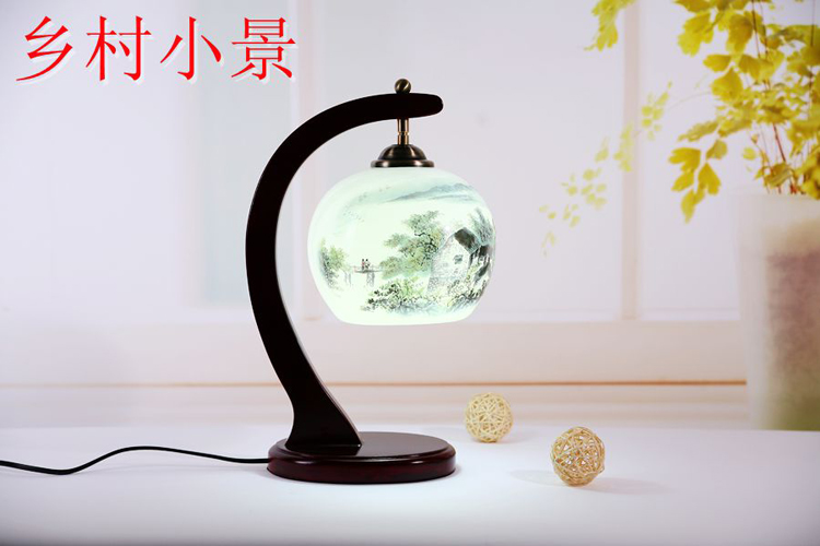 
                                        泰浦瓯 景德镇中式创意薄胎陶瓷灯具卧室书房客厅餐厅床头婚庆装饰台灯 瑞雪                