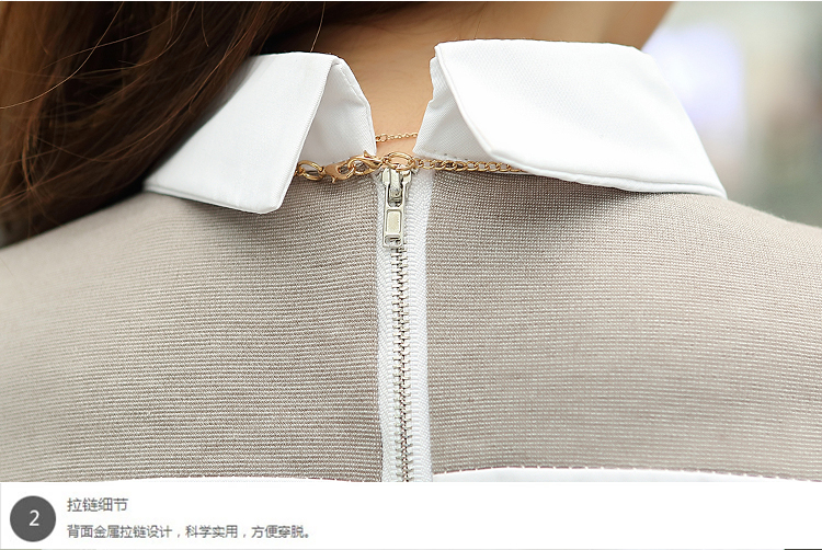 白狐传说2016新款宽松显瘦假两件长袖百搭雪纺衫上衣气质淑女小清新翻领小衫打底衫秋女潮 深蓝色 M