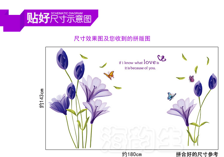 
                                        海韵生  装饰贴墙贴客厅电视背景墙壁贴纸贴画卧室浪漫可移除墙贴纸环保贴纸                