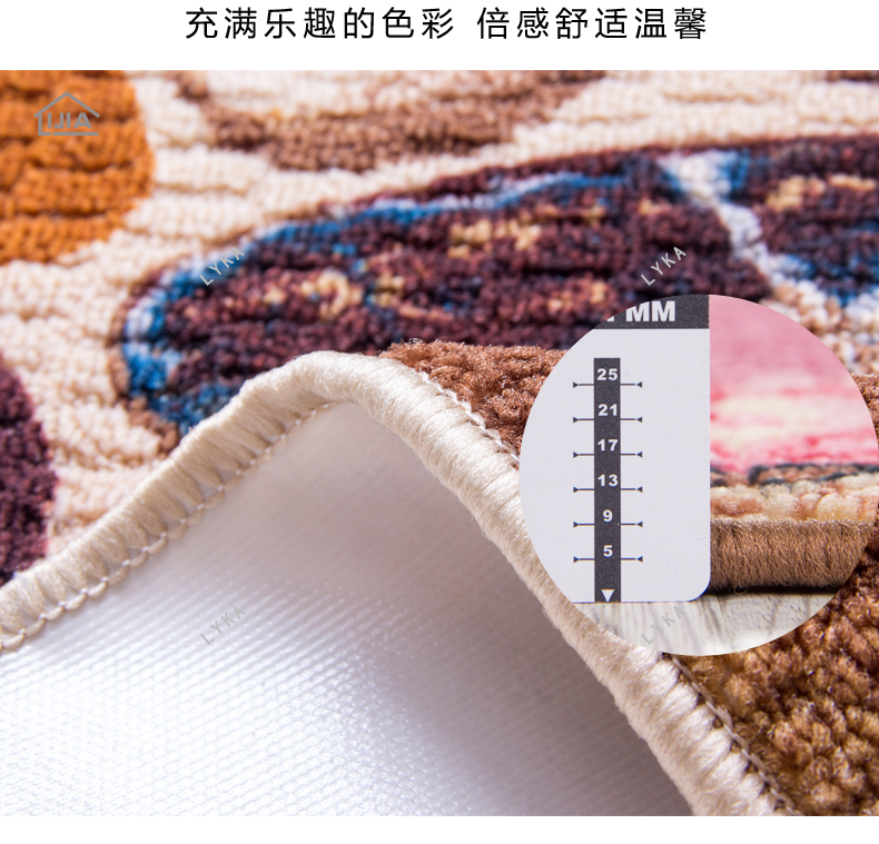 丽家 金莎地垫玄关门厅客厅卧室门垫餐厅防滑地毯 六色 63 47 04 48*78CM
