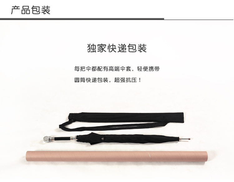 
                                        衡利高尔夫雨伞 手动直杆水晶防风男士商务伞 防紫外线绅士伞黑色雨伞 KOOL 雨伞                