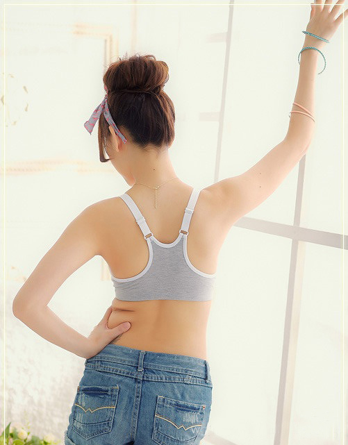 莱孚 竹炭纤维前扣背心<em>运动文胸</em>调整聚拢内衣