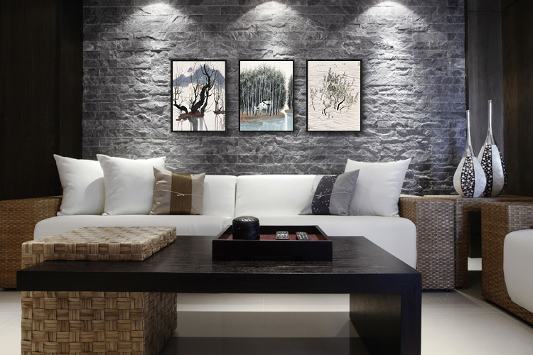 
                                        吴冠中作品组合 手绘油画现代简约中式风景 客厅拼套装饰画拼套画 印象斑斓 手绘油画+现代美学画框 60X90cmX3幅                