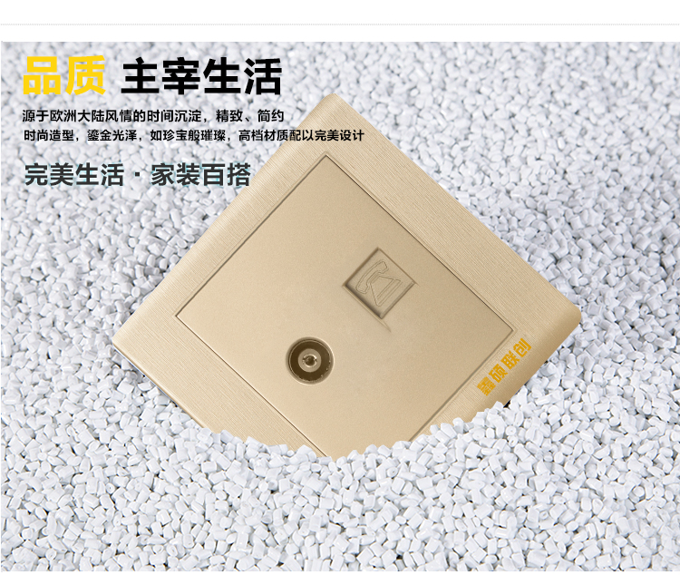 鑫硕联创电视电话插座 S85系列面板 香槟金S600