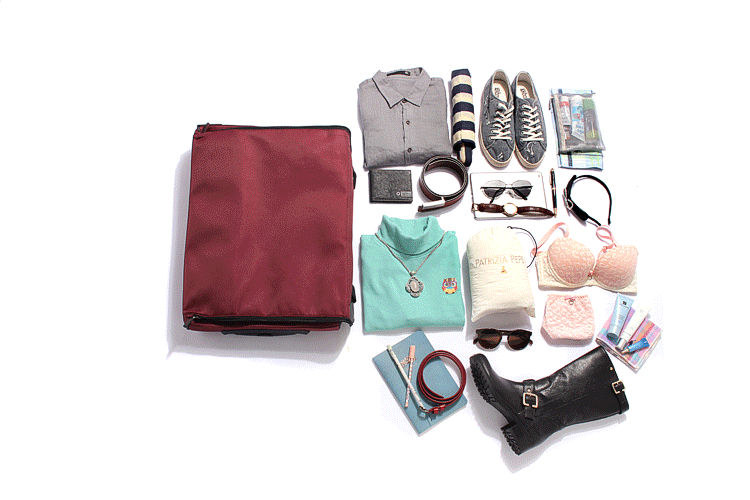 折叠拉杆箱 牛津布折叠式大容量旅行箱行李箱便携式拉杆包 深红色 22