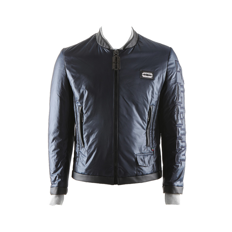 菲利普普兰 PHILIPP PLEIN 男士蓝色机车夹克