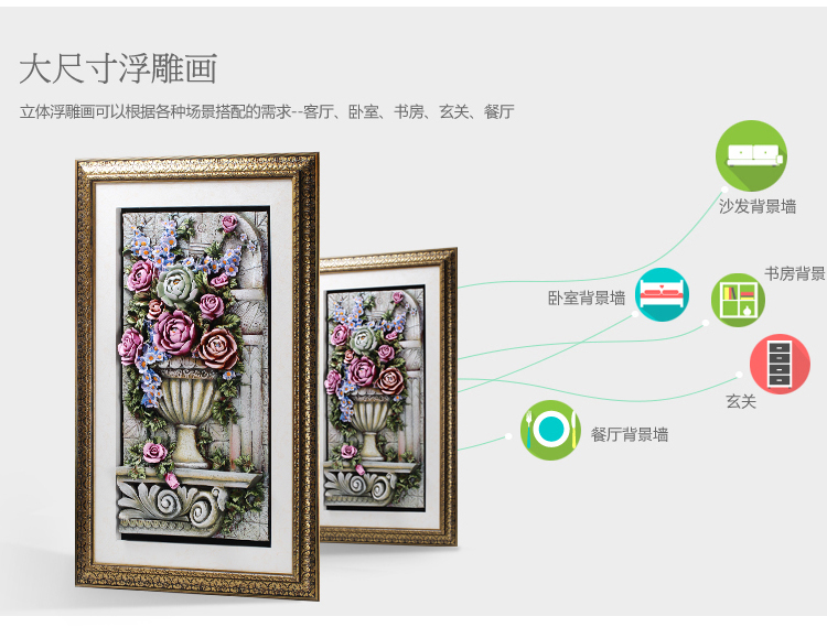 玄关画走廊挂画竖版单幅客厅装饰画立体浮雕画欧式有框壁画挂画3D 盛世年华B 85*135*1