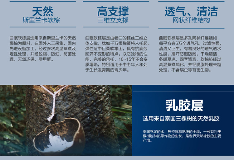 
                                        曲眠 椰棕乳胶床垫 进口斯里兰卡椰棕床垫 棕垫席梦思床垫  软硬可定做 6cm厚(含内外套) 190cm*150cm                