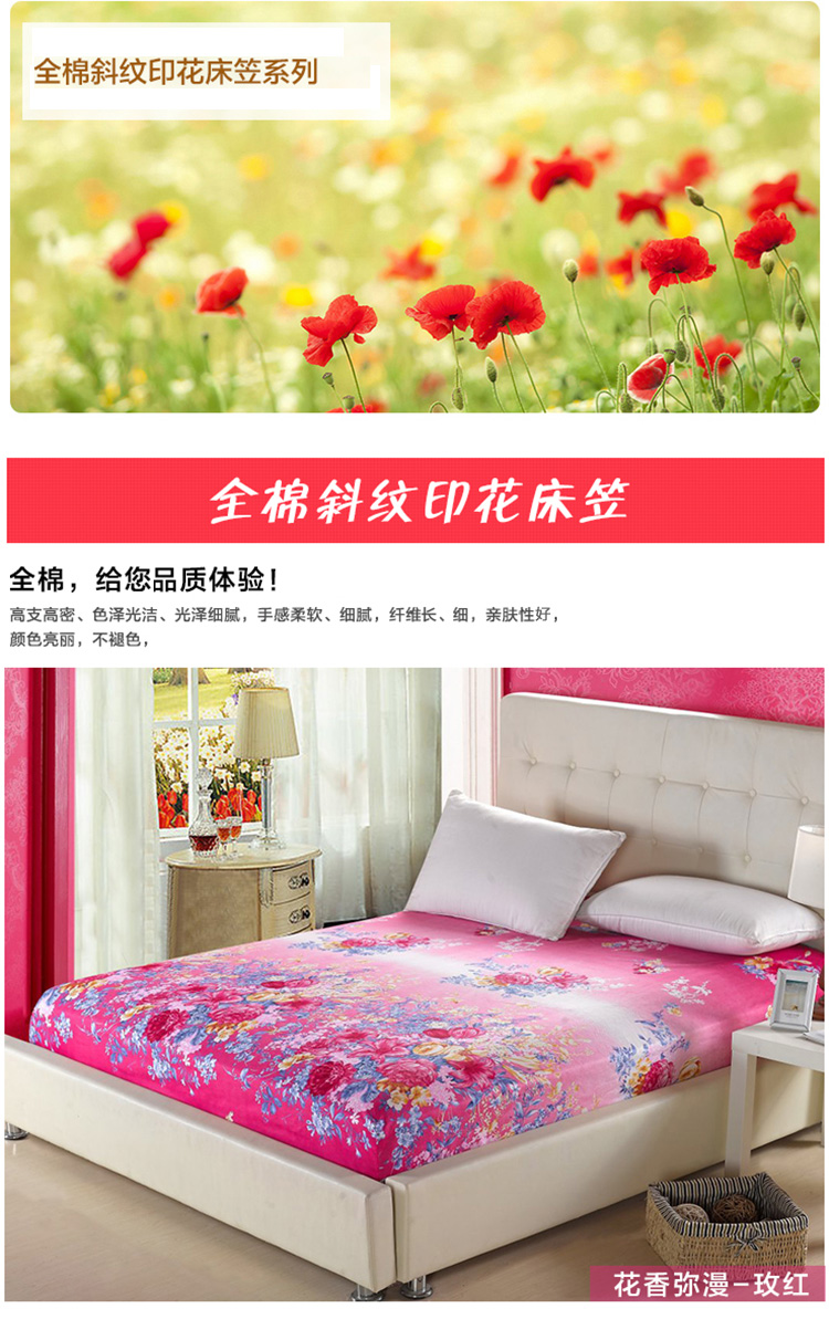 
                                        【可定制全场满赠】卡佩利丝 全棉床笠活性印花床罩 席梦思保护套 清雅-彩云阁 120*200*25cm                