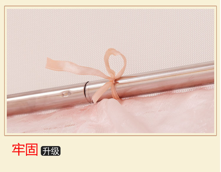 
                                        温戈尔家纺蚊帐三开门 欧式公主宫廷纹帐落地 方顶不锈钢蚊账1.5/1.2/1.8米床 经典宫廷-米黄 1.2米床16.16mm                