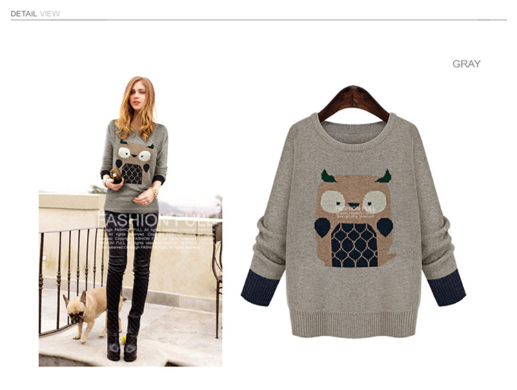 Motome square in Europe for larger women 2015 Fall/Winter Collections new owl embroidered woolen pullover long-sleeved wild knitwear B618 Light Gray 5XL 180-210 recommended weight catty picture, prices, brand platters! The elections are supplied in the national character of distribution, so action, buy now enjoy more preferential! As soon as possible.