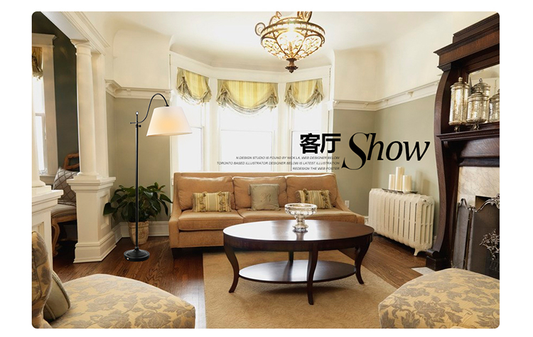 【利升灯饰】亚麻灯罩 田园 落地灯 客厅卧室书房现代简约铁艺落地台灯 送暖光光源