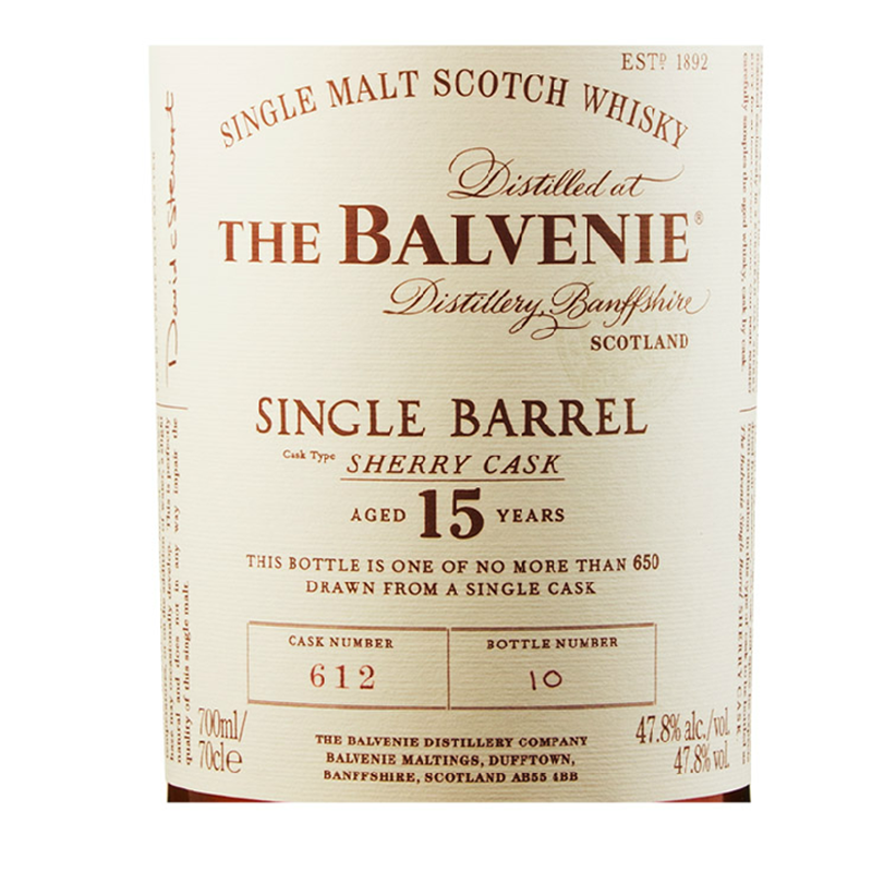 英国Balvenie15YOSingleBarrelSherryCask百富