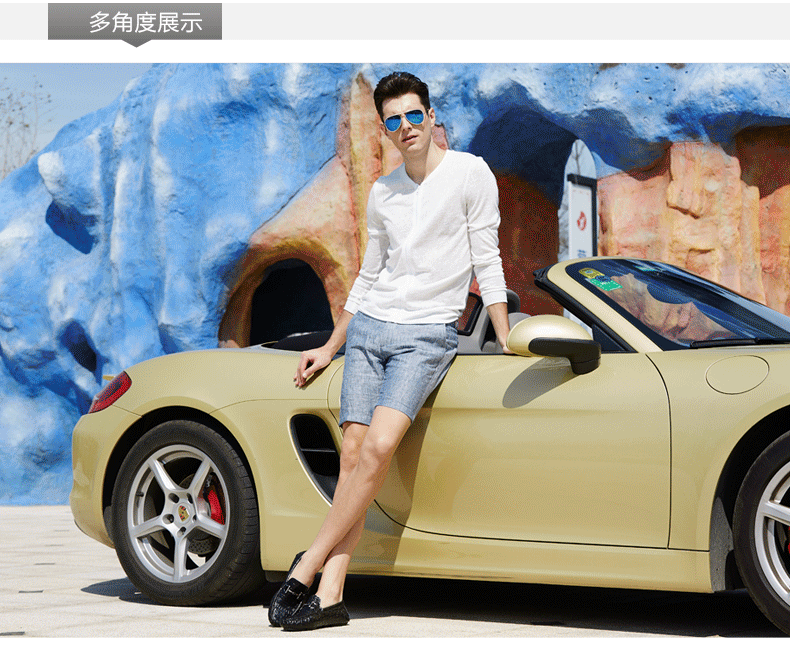 沐彩鳄鱼纹男鞋豆豆鞋男真皮英伦时尚驾车鞋男士休闲鞋懒人鞋子潮流