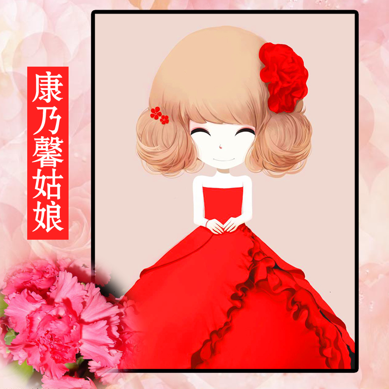 5D钻石画魔方钻十字绣新款客厅花花姑娘钻石绣卡通卧室系列砖石秀圆钻贴钻画 魔方圆钻 5D仅贴人 百合姑娘30X40CM