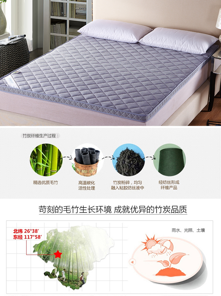 
                                        漫晴 床垫床褥子加厚透气6cm竹炭纤维学生床垫褥单人双人防滑可折叠榻榻米 纵情驼色 150cm*200cm                