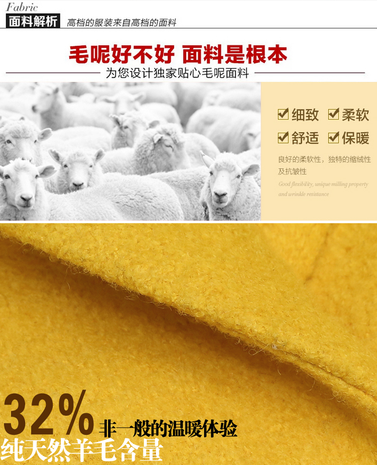 
                                        莎德妮 呢子大衣毛领毛呢外套2017春季装新款韩版加厚中长款修身羊毛呢子大衣女装大码呢外套 绿 色 XL                