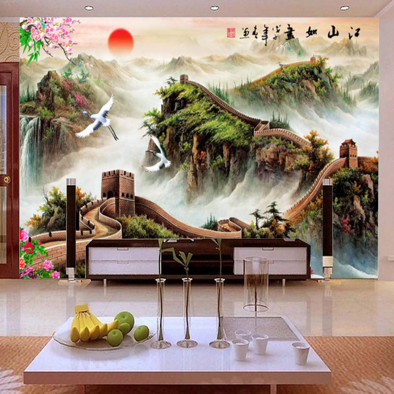 
                                                            十字绣客厅新款万里长城 江山如画大幅山水风景画棉线丝线满绣印花刺绣 3股线绣11CT大版棉线印花尺寸194X125CM                