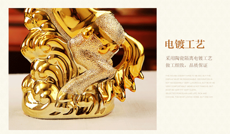 
                                        跃洋 景德镇陶瓷器创意工艺品动物生肖马吉祥摆件现代简约家居摆设客厅电视柜酒柜装饰品 立马有钱                